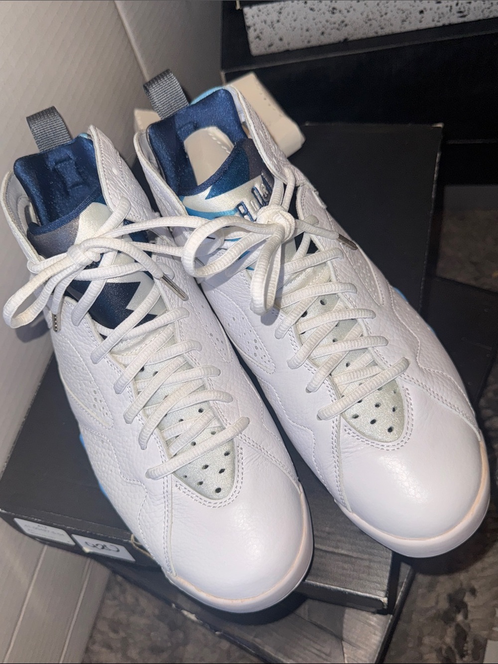 2015 Jordan 7 Retro French Blue Navy and Light Blue Accents